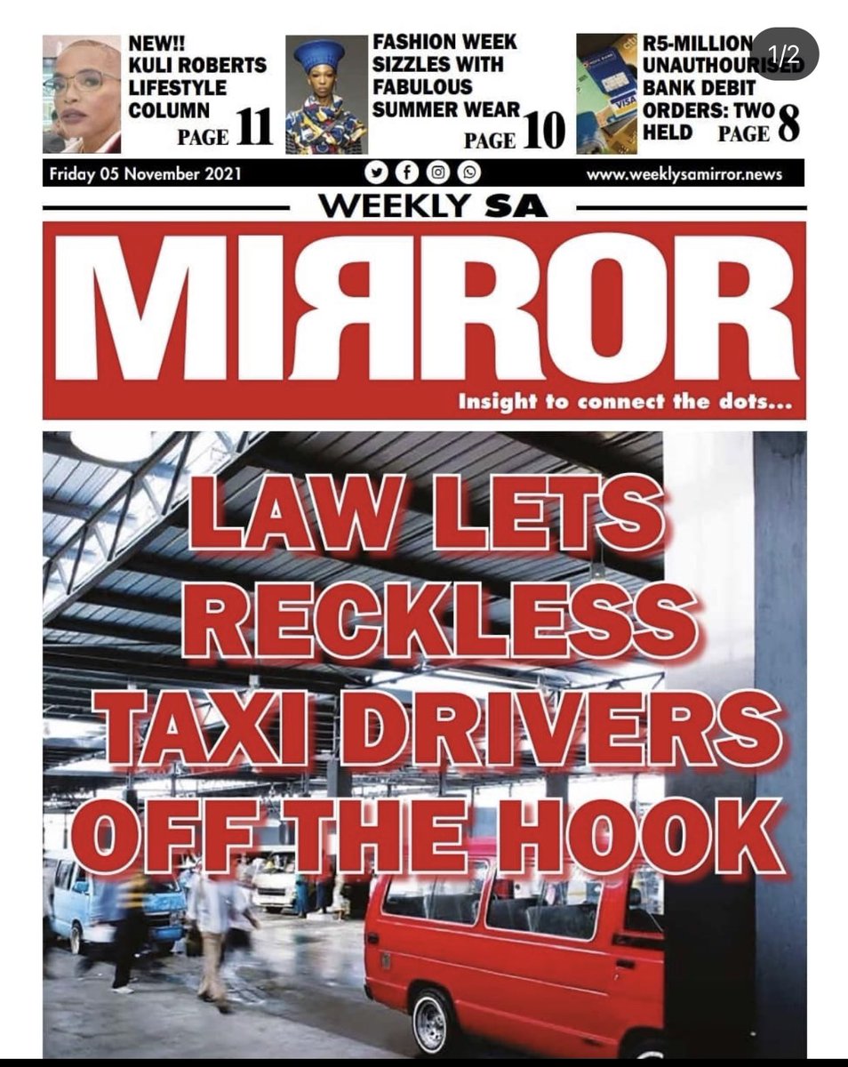 Our 25th edition is out 📰  

-New <a href="/kuliroberts/">STOP ALBINISM KILLINGS</a> lifestyle column
-All about <a href="/safashionweek/">SA Fashion Week</a> 
-R5-Million unauthorized bank debit order…

Catch all these stories and more. Simply click here: cli.re/3oezV3

#WeeklySAMirror #DigitalNews #SouthAfrica #News #Newspaper