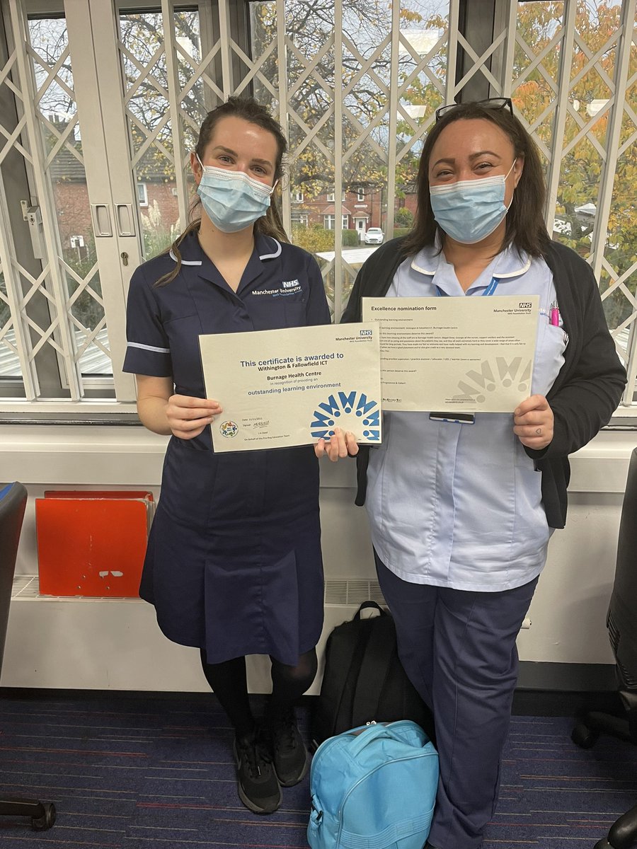 INT Withington and Fallowfield have been awarded an excellence award for providing an outstanding learning environment 🌟 <a href="/dooley_debra/">Debra Dooley</a> <a href="/GemmaHurst5/">Gemma Hurst</a> <a href="/CarusDaisy/">Daisy Carus</a> <a href="/mcrlco/">Manchester Local Care Organisation</a>