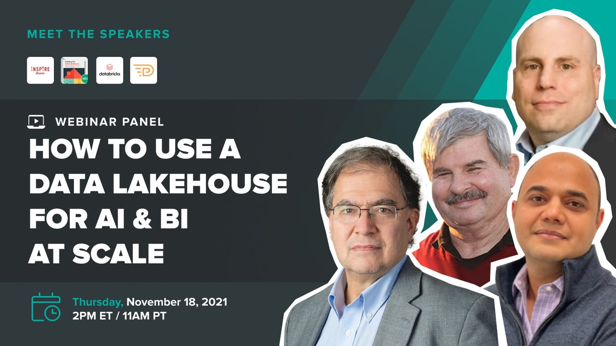 KirkDBorne's tweet photo. Join me, @InmonBill, @AtScale and more at 2pm ET on Nov. 18 for this #DataScience webinar on "How to Use a Data Lakehouse for #AI and #BI at Scale": https://t.co/OP1rCxsuOc
————
#BigData #Analytics #TextualETL #SemanticLayer #MachineLearning https://t.co/l84jJQgqnX