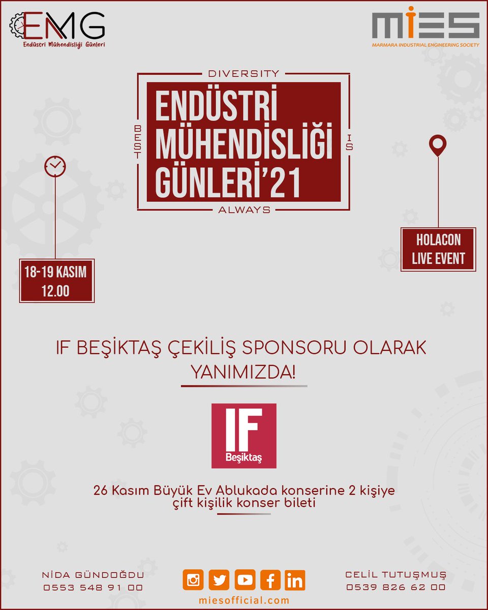 emgmies's tweet photo. EMG’21 de IF  Beşiktaş, Tazetrend, Cosmed, Beauty Squad ve Music Online çekiliş sponsorlarımız olarak yanımızda!

Dolu dolu bir EMG’21 seni bekliyor!

Son Kayıt Tarihi: 17 Kasım 🚨

Hemen Ücretsiz Kaydol! Link Bio’da! 👆

📆 18-19 Kasım 2021
⏱ 12.00
📍 Holacon Live Event https://t.co/FOnhKKTjvC