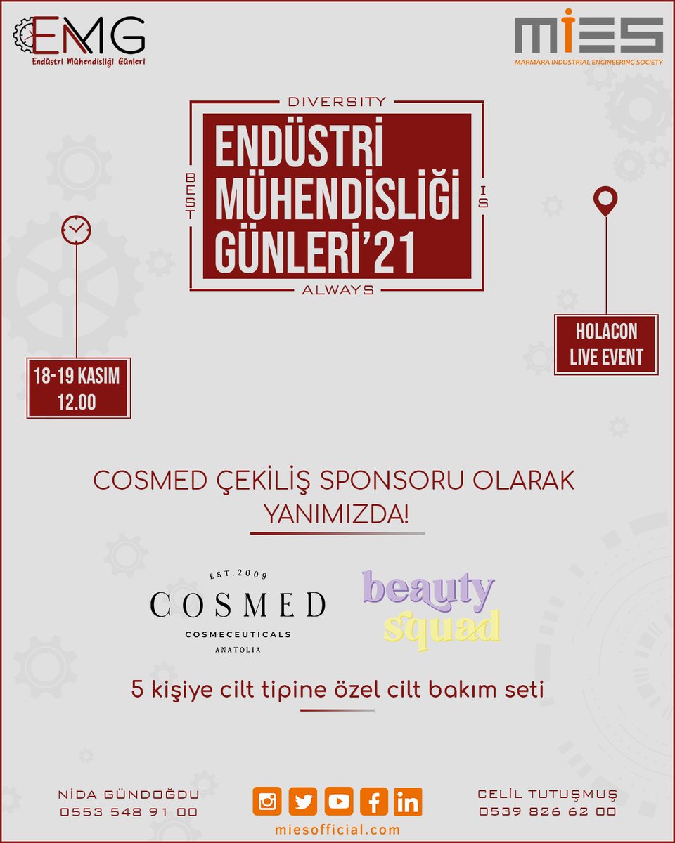 emgmies's tweet photo. EMG’21 de IF  Beşiktaş, Tazetrend, Cosmed, Beauty Squad ve Music Online çekiliş sponsorlarımız olarak yanımızda!

Dolu dolu bir EMG’21 seni bekliyor!

Son Kayıt Tarihi: 17 Kasım 🚨

Hemen Ücretsiz Kaydol! Link Bio’da! 👆

📆 18-19 Kasım 2021
⏱ 12.00
📍 Holacon Live Event https://t.co/FOnhKKTjvC