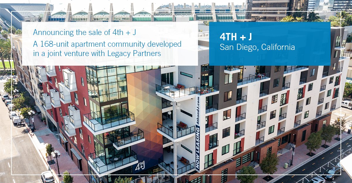 Resmark Spotlight: Announcing the sale of 4th + J, a 168-unit #multifamily community located in the luxurious #MarinaDistrict of #SanDiego #CA. A joint venture development investment with <a href="/LegacyPartners/">Legacy Partners</a> via <a href="/IREI_Inc/">IREI</a> bit.ly/3BJq48y