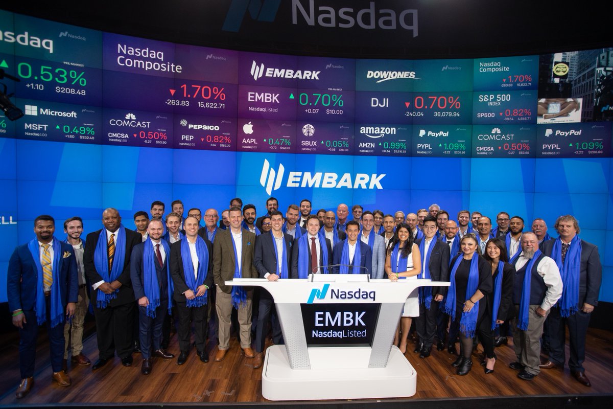 NasdaqExchange's tweet photo. 🚛 Meet @embarktrucks, they’re on a mission to make the trucking industry safer and more efficient. 

$EMBK is an autonomous vehicle company building the software powering autonomous trucks. https://t.co/3IqlX5jeBe