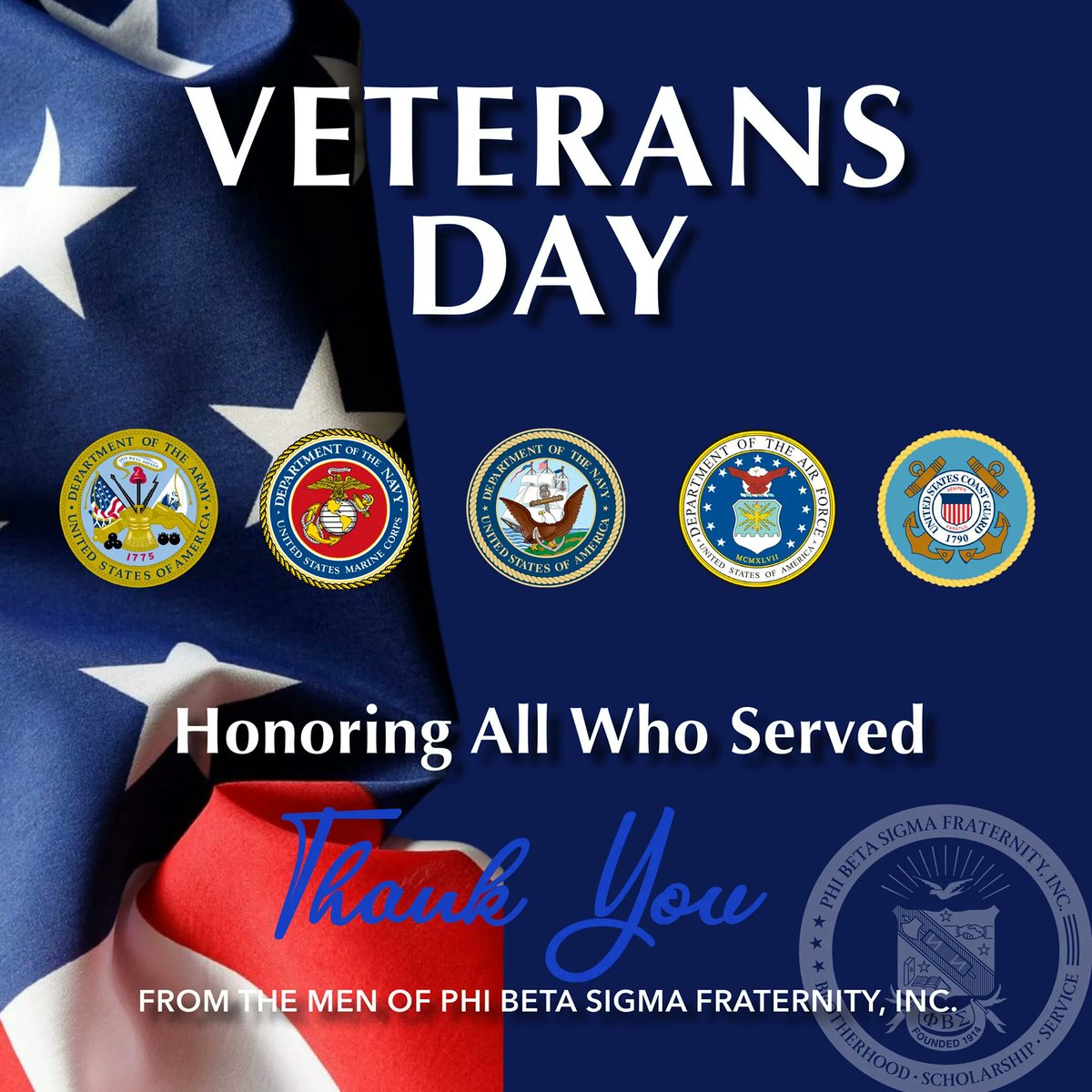 PiEtaSigma's tweet photo. Today, we honor those who fought bravely and served for our freedom and way of life! #VeteransDay #WilliamsonCountySigmas #Pbs1914 #Sigma107 #gomab #BluPhi https://t.co/GOW6ehRgS5