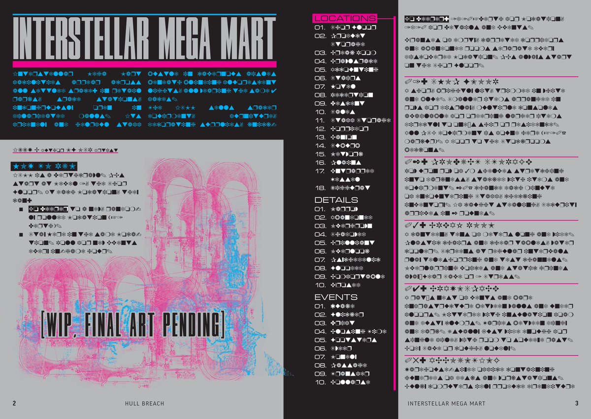 IanYusem's tweet photo. ⚠️HULL BREACH Layout Reveal!⚠️ 

Corporate scrambled our transmission, but we've managed to smuggle out this @MothershipRPG anthology teaser.

Introducing the inimitable @silverhoovesfun to our incredible layout team, bringing you a color palette we've lovingly dubbed "Diskette." https://t.co/EKQa5zXfcy