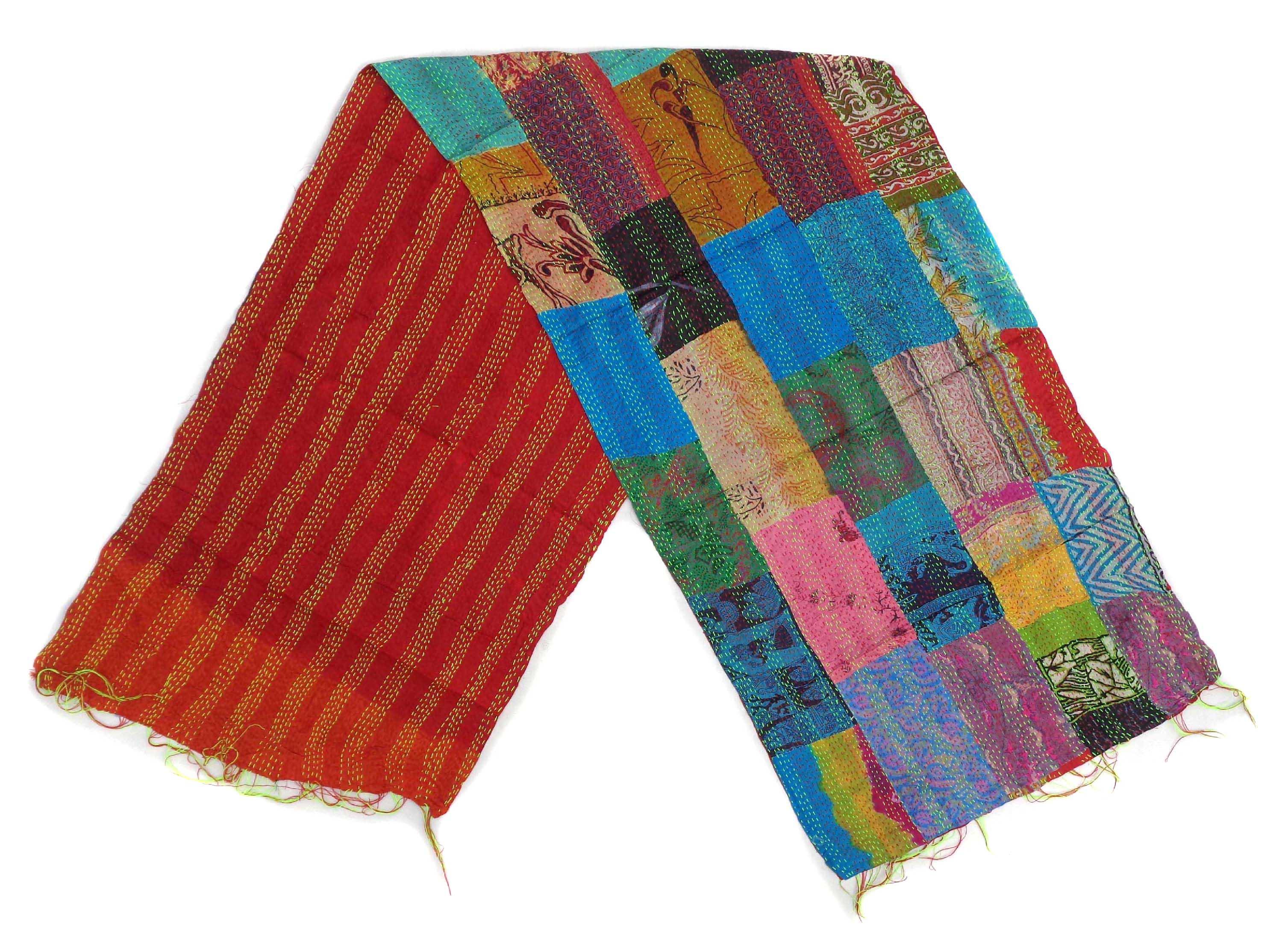 Handmade patchwork Silk Kantha Scarf Neck Wrap Stole Dupatta Collar Neckerchief Scarves KP99