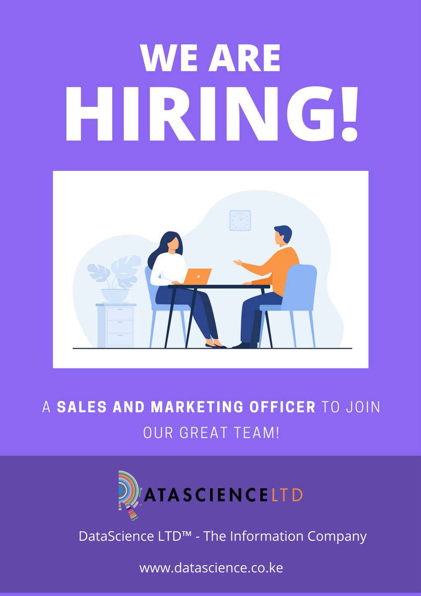 We are hiring a Sales and Marketing Officer! If this is you or know someone who would be a great fit, apply here. All the best and please RT #ikokazi  docs.google.com/forms/d/e/1FAI…