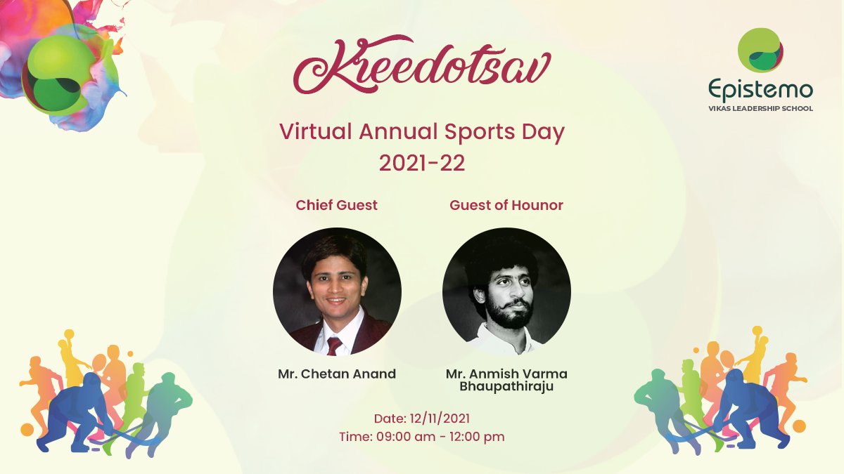epistemoschool's tweet photo. Epistemo Vikas Leadership School is conducting "Kreedotsav", Virtual Annual Sports Day on November 12, 2021 from 9:00 am to 12:00 pm
#Epistemo #BestCBSEschool #BestInternationalSchoolsinHyderabad
#BestCambridgeSchoolsinHyderabad #TopCBSESchoolsinHyderabad https://t.co/uQ7bUx29h7