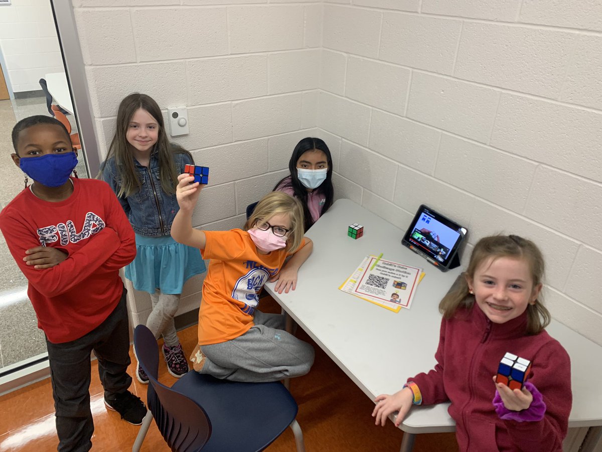 We started new math challenge stations today- aka our neurosculpting time! A few learners are feeling so empowered to lead a station. It was so fun and everyone was on task the whole time.😃 #wildlyexcited #multiageclassroom @MrsT203 - thanks for the Rubik’s cube support 😉🤯