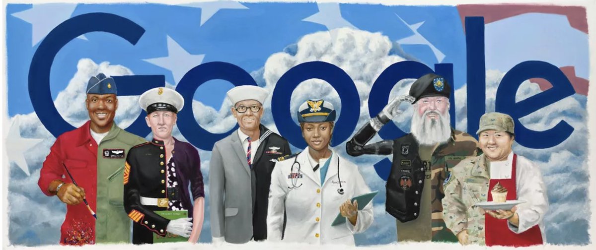 practicemoment's tweet photo. Loving today's Veterans Day Google Doodle here in the US celebrating veteran unity and civilian diversity. https://t.co/Z6Sl9zT0Tt