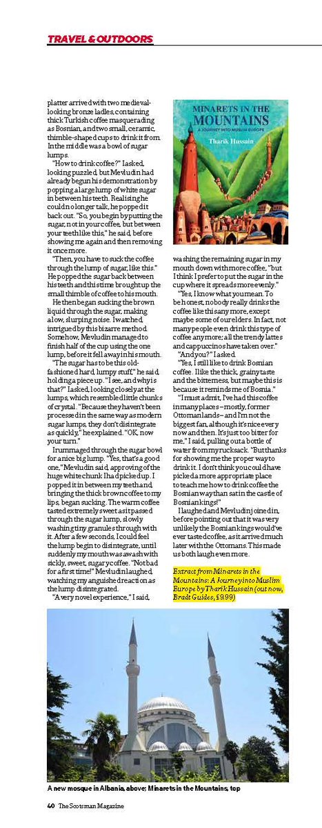 _TharikHussain's tweet image. Do you know how to drink coffee the Bosnian way? ☕️🕌🏔

Extract from @TheScotsman magazine where my friend takes me to one of the 'seats' of the pre-Islamic Bosnian Kings in #Vranduk, and teaches me how to drink #coffee Bosnian style 🕌🏔

pressreader.com/uk/the-scotsma…

#minarets