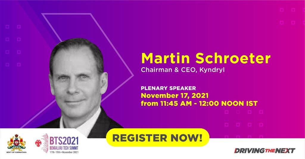 Meet <a href="/MartinSchroeter/">Martin Schroeter</a>, CEO of <a href="/Kyndryl/">Kyndryl</a>, a leading IT services company, and our second inaugural plenary speaker. Come, be a part of his insightful session at the inauguration of #BTS2021!
Register for free: bit.ly/2ZTF5HY