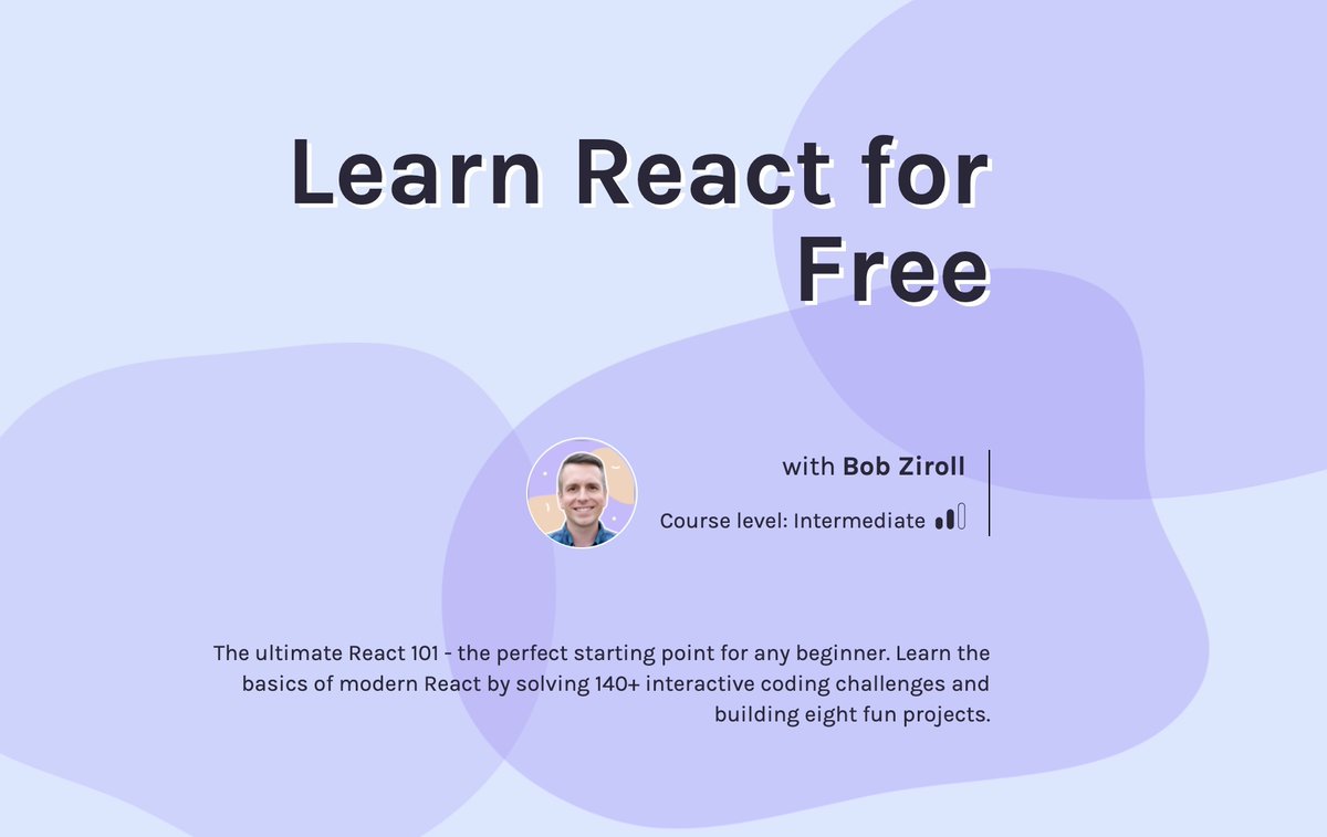 bobziroll's tweet image. Course launch 🚀
My brand new 11-hour-long Learn React for Free course is now live! 🎉
To celebrate, I will give away a one-year @scrimba Pro subscription (worth $150+) to 3 lucky retweeters of this tweet! 💝
🧵
scrimba.com/learn/learnrea…