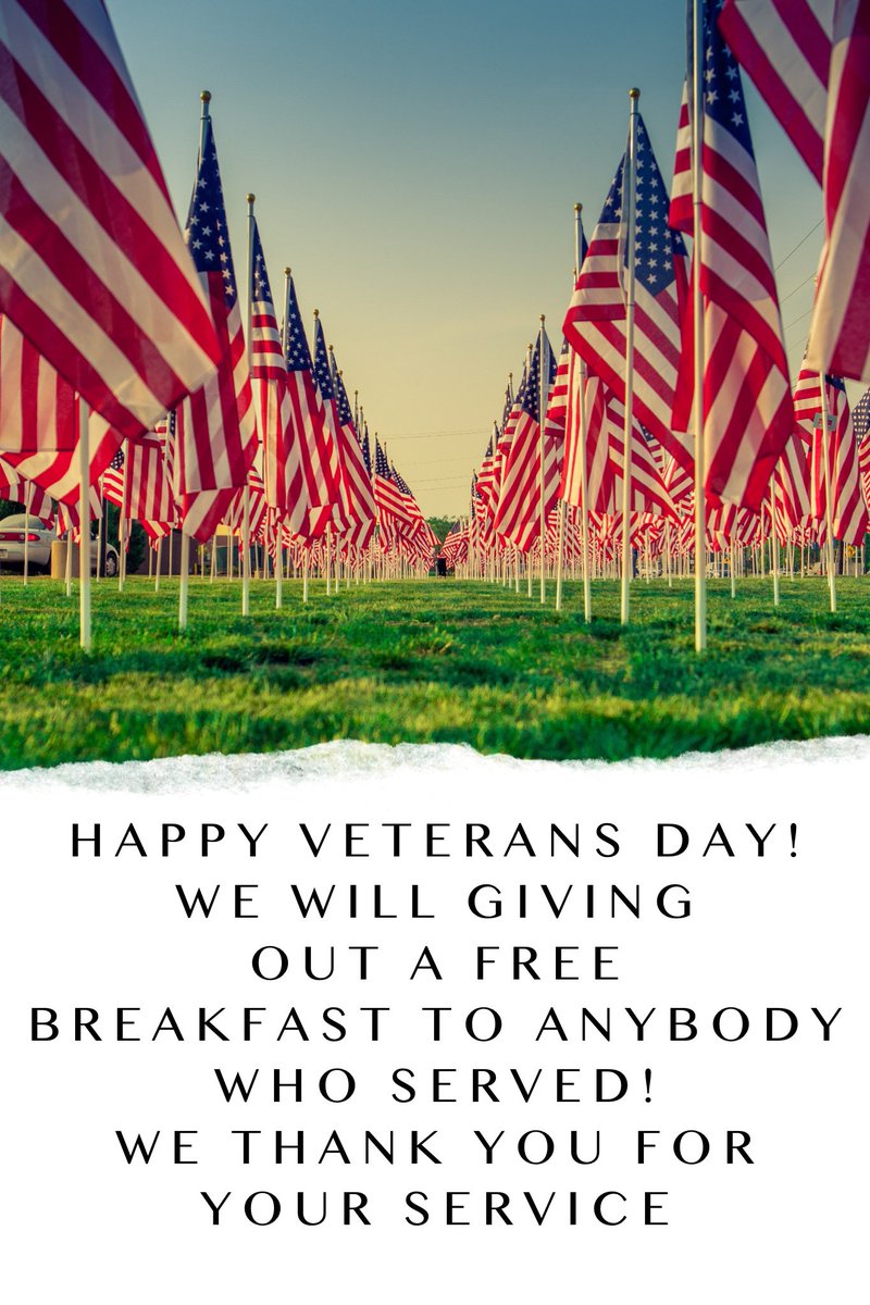 GoldysBoise's tweet photo. Come in for breakfast on us! We’re open until 2:00 #VeteransDay https://t.co/9TfoRys6A7