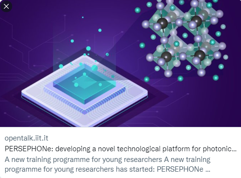 PERSEPHONe MSCA-ITN-2020 project (@nepersepho) on Twitter photo We are on the news today😃opentalk.iit.it/en/persephone-… #PERSEPHONeITN We are on the news today😃opentalk.iit.it/en/persephone-… #PERSEPHONeITN