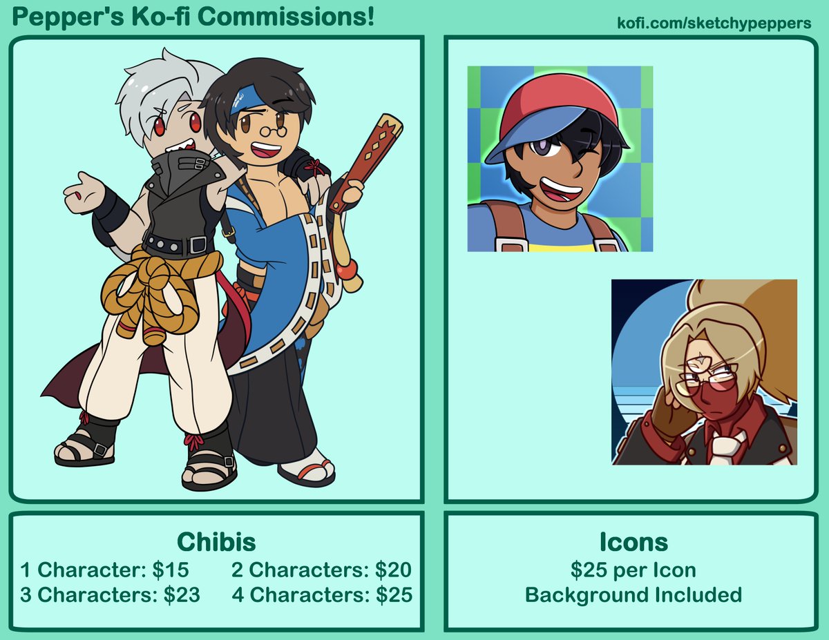PeppersSketchy's tweet photo. (please rt!)
reposting my commission info- please check out my ko-fi/dm me if interested! https://t.co/oF8tdhynRv
