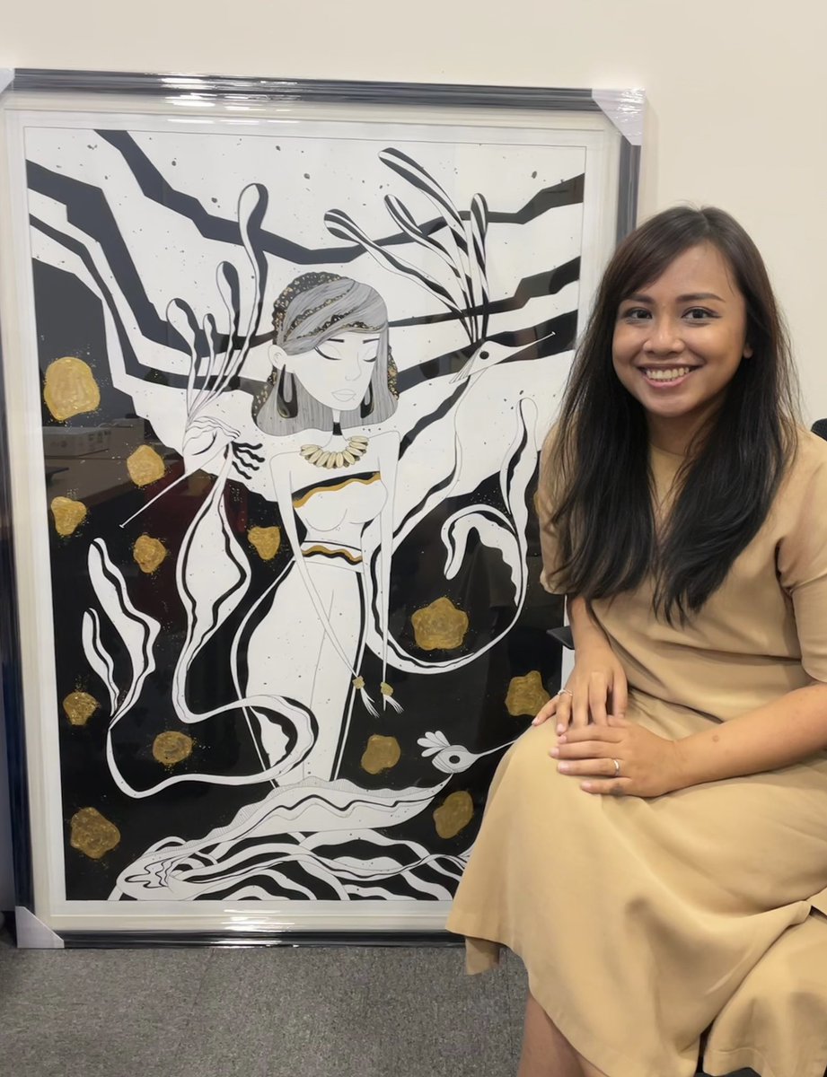 hammycorn's tweet photo. This was the first time I actually printed a digital print this large. Painted over top in gold foil &amp; 24k gold paint. Minted as an NFT &amp; donated to Blockchain Association Singapore and NTUC U Care Fund for Blockchain for Good Charity Auction. All sales go to this cause. https://t.co/rCwq9eMZZK