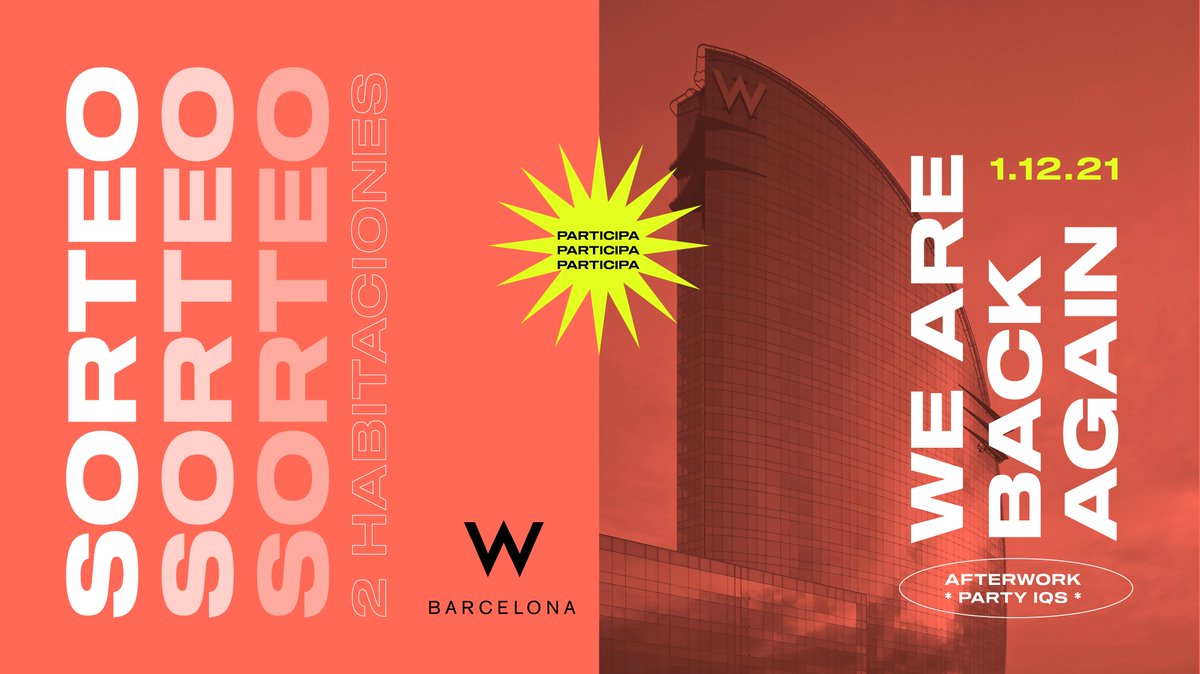 aiqsalumni's tweet photo. ‼ ESTAMOS DE SORTEO ‼
Sorteamos 2 habitaciones dobles (¡con desayuno incluido!) en el Hotel W Barcelona. Solo tienes que seguir los pasos indicados en nuestro Instagram ¡Un plan redondo!
Participar👉https://t.co/iQReoOb54N
¡Mucha suerte!
#AIQSAlumni #wearebackagain https://t.co/HAtQQiv2Or