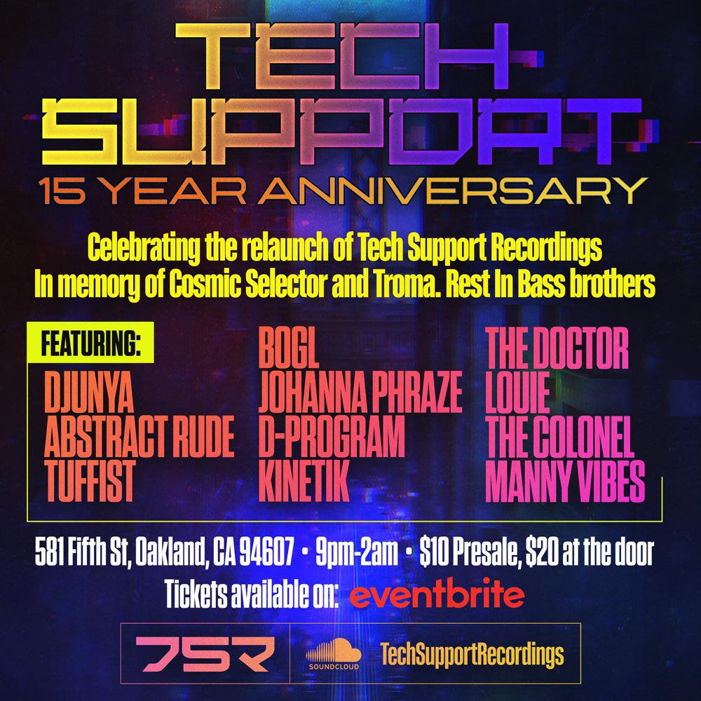 Next Friday!  <a href="/Brix581/">Brix Oakland</a>  <a href="/abstractrude/">Abstract Rude</a> <a href="/griffinbogl/">BOGL</a> <a href="/JohannaPhraze/">Johanna Phraze</a> <a href="/dprogram/">Dprogram</a>  #oakland #bayarea #techsupportrecordings #bassmusic #eventbrite