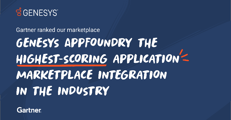 Genesys's tweet photo. Did you know Genesys @AppFoundry is the highest-ranked Application Marketplace Integration in Gartner® Critical Capabilities for #CCaaS again?

It's true. Get the report to see why Genesys AppFoundry has received the highest ranking in the industry – two years running.
