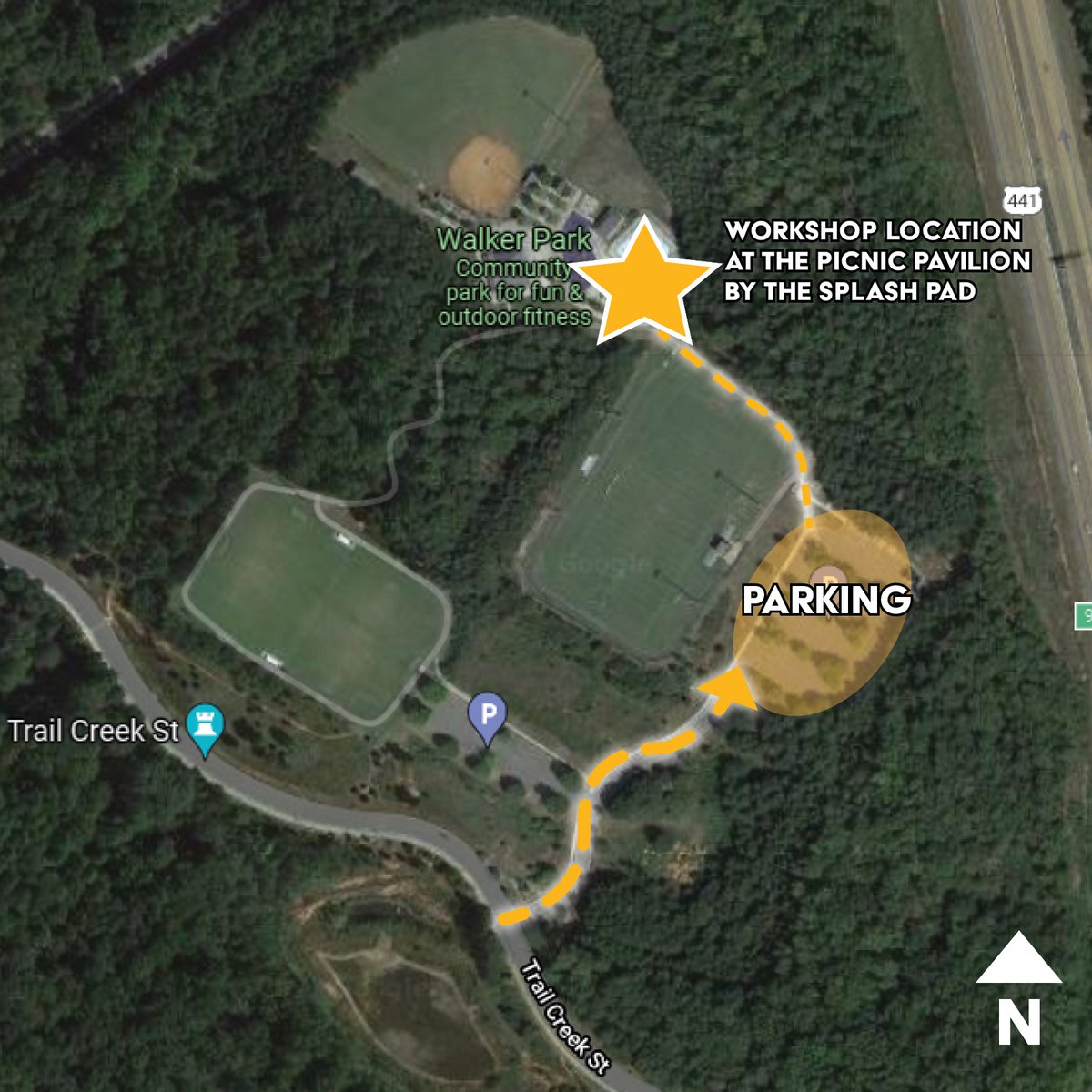 This Sunday's Workshop #2 is at Athens' Walker Park. Here's a map to help find our event location within the park. Hope to see you there!

WHEN: Sunday, November 14 from 2-4pm
WHERE: Walker Park, 200 Trail Creek Street, Athens, GA 30601 (at the picnic pavilion by the splash pad)