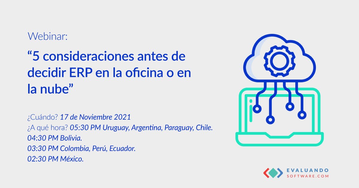evaluandosoft's tweet image. 📢 #𝐍𝐔𝐄𝐕𝐎𝐖𝐄𝐁𝐈𝐍𝐀𝐑 | 5 ᴄᴏɴsɪᴅᴇʀᴀᴄɪᴏɴᴇs ᴀɴᴛᴇs ᴅᴇ ᴅᴇᴄɪᴅɪʀ #ᴇʀᴘ ᴇɴ ʟᴀ ᴏғɪᴄɪɴᴀ ᴏ ᴇɴ ʟᴀ ɴᴜʙᴇ

🗓️ 𝐌𝐢é𝐫𝐜𝐨𝐥𝐞𝐬 𝟏𝟕 𝐝𝐞 𝐧𝐨𝐯𝐢𝐞𝐦𝐛𝐫𝐞.

Inscribite completando el siguiente formulario 👇

zcu.io/rbKa

#SoftwareERP