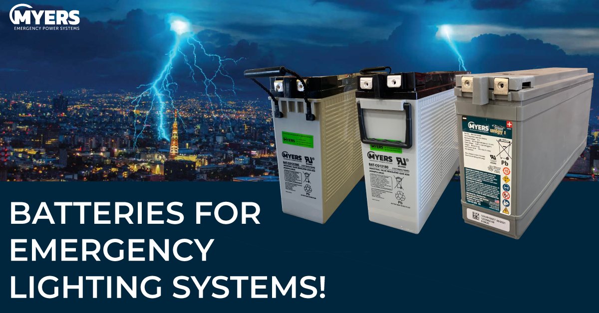 Myers_EPS's tweet photo. We are proud to offer a line of batteries for emergency lighting systems! These high quality, VRLA batteries provide excellent service life, and can deliver deep discharge cycles required for the lighting loads.
 
Learn More: https://t.co/JmruoLH3fR https://t.co/s8v0Nz8Q2G