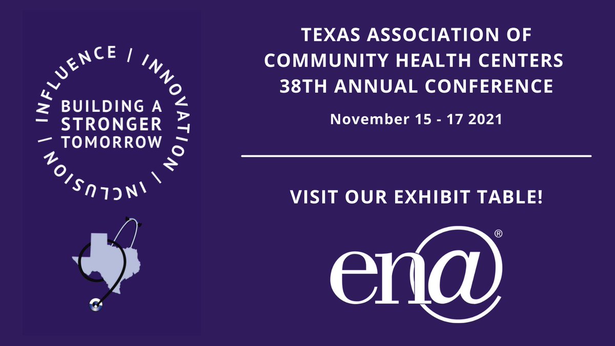 ENAconnects's tweet photo. Will you be at TACHC’s 38th Annual Conference? Come find us at booth #212 and connect with our team! #EngageWithENA @TexasCHCs https://t.co/hhpbeWwDSZ