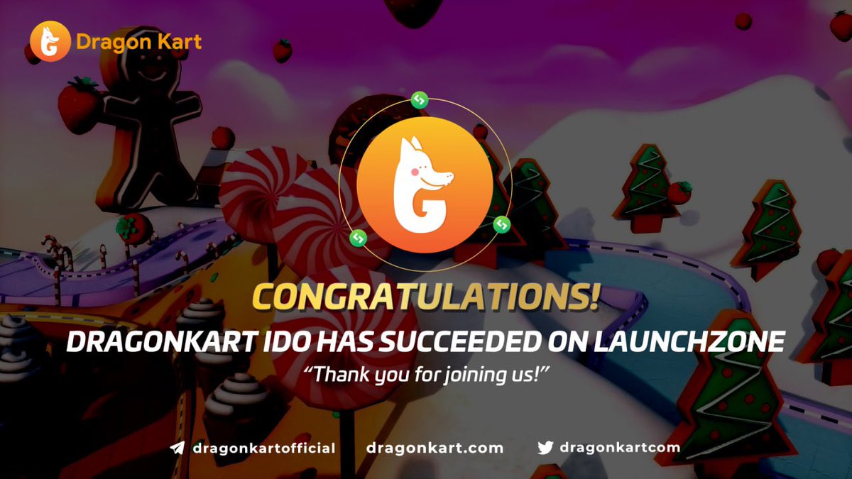 johnsonstaham's tweet photo. 🎉Congratulations on the success of #DragonKart IDO ended on the final platform - #LaunchZone 
✅Listing on #PancakeSwap: 3:45 PM UTC 
✅Claiming time: 4:30 PM UTC 
✅$KART Smart Contract Address:
0x8bdd8dbcbdf0c066ca5f3286d33673aa7a553c10 https://t.co/Q0XQpngeqS