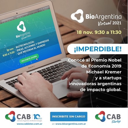 #BioArgentinaVirtual2021 | El 18 de noviembre se realizará el evento anual de la <a href="/CABiotecnologia/">Cámara Argentina de Biotecnología</a> que reúne a empresas, investigadores, startups y destacados especialistas de la #industriabiotecnológica que inspiran y aportan a un ambiente proactivo y dinámico de vinculación.