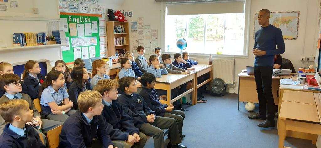 GriffinHouseSch's tweet photo. Form VI were extremely lucky today to be treated to a talk from Eddy Smythe, the son of John Henry Smythe MBE, who was one of the first black officers and a navigator in the RAF during WWII. A fascinating part of their work on World War II. #GriffinHouseSchool #FormVI https://t.co/Xpl2fmxsRJ