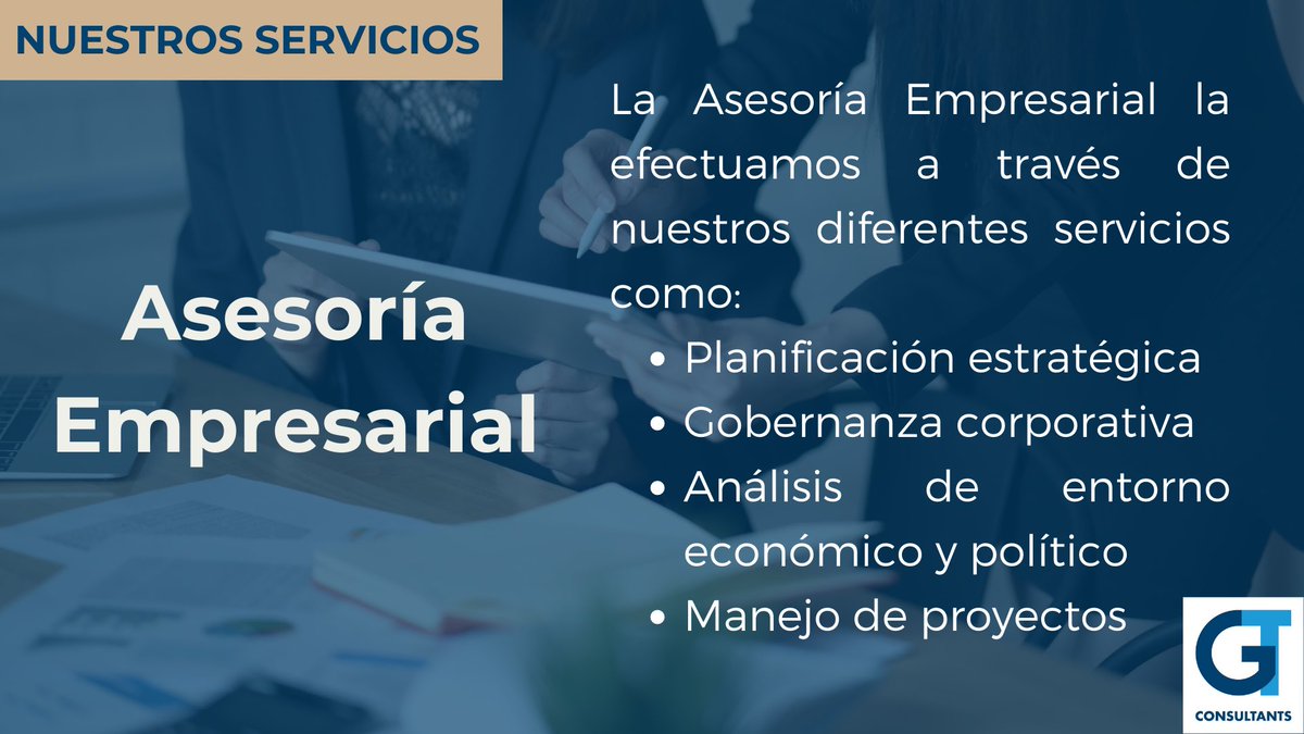 ConsultantsGt's tweet photo. 1/2 Nuestra asesoría empresarial está enfocada principalmente en ayudar a nuestros clientes a encontrar oportunidades que le permitan potenciar su negocio y maximizar sus resultados.  
#GTConsultants #Planeaciónestratégica #asesoriaempresarial #Planificaciónestratégica https://t.co/c0L6EGsVkl