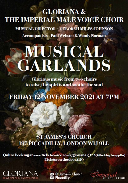 Only one day left to buy tickets for our joint concert with Imperial Male Voice Choir <a href="/StJPiccadilly/">St James's Church, Piccadilly</a> tomorrow! Buy them slightly cheaper online now, or on the door tomorrow. bit.ly/MusicalGarlands