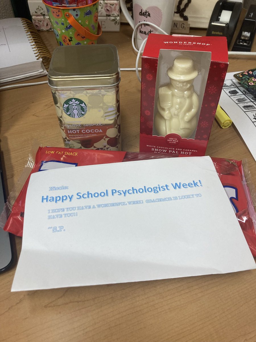 NicoleCappsNKC's tweet photo. I’ve felt so much love for School Psychology Week! The gifts, notes (@Miss_BowmanNW’s class), and kind words mean so much. I’m so grateful to work at @GracemorNKC in @NKCSchools! I also love being a member of @MOSchoolPsych and @nasponline to stay connected to other colleagues❤️ https://t.co/hXeIlBrGiN