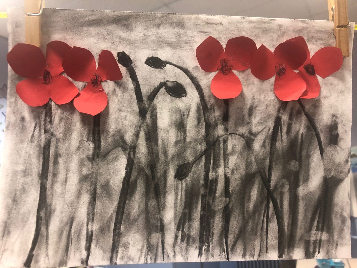 StAndrewsFraser's tweet photo. P5R learned about Remembrance Day and created these wonderful charcoal and paper poppy pictures. https://t.co/2dLvk4hv8X