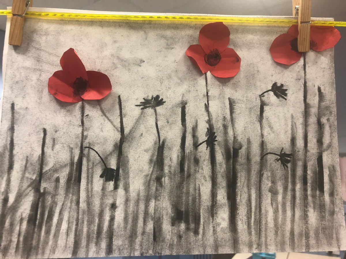 StAndrewsFraser's tweet photo. P5R learned about Remembrance Day and created these wonderful charcoal and paper poppy pictures. https://t.co/2dLvk4hv8X