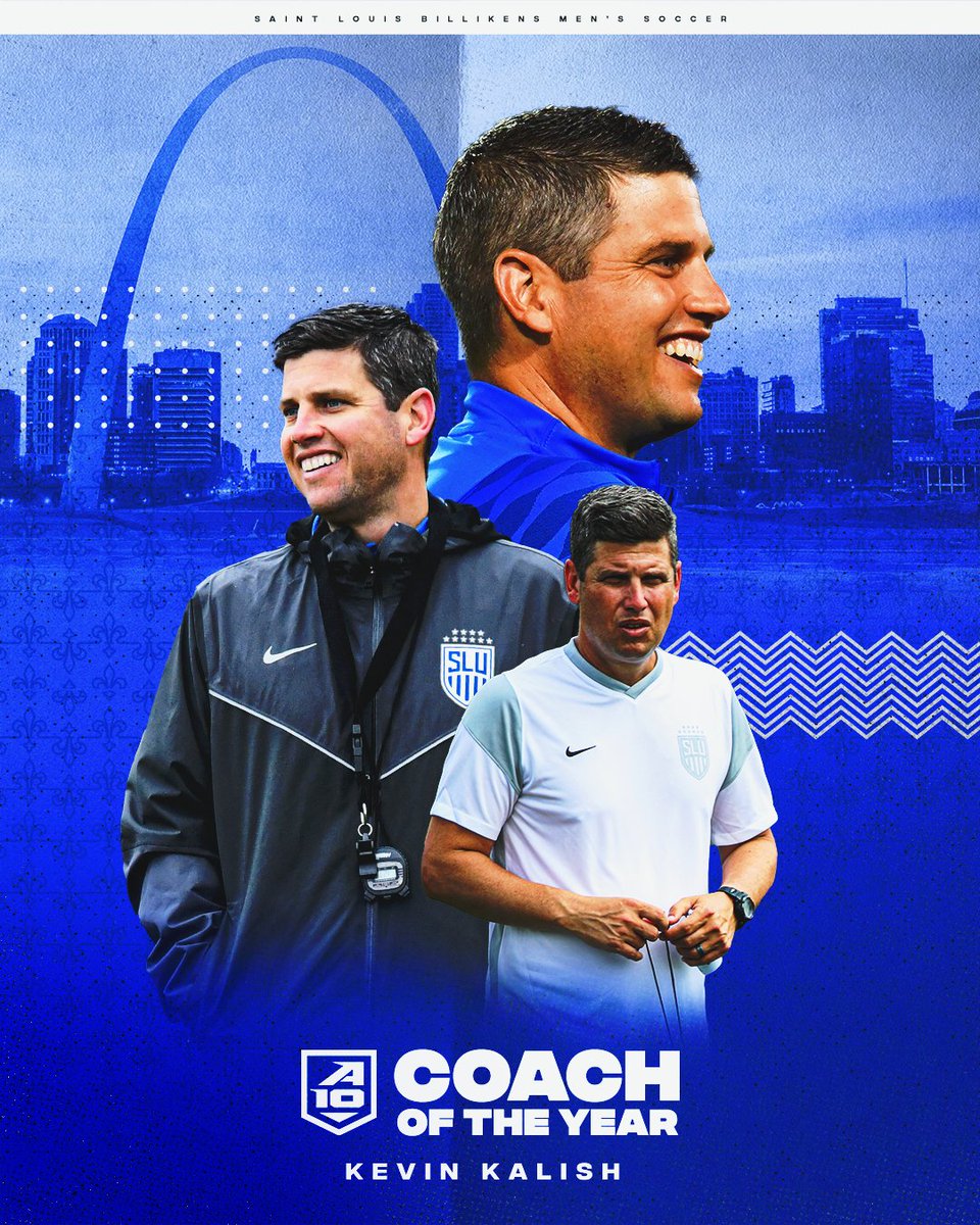 SLUMensSoccer's tweet image. #A10MSOC Awards | Kevin Kalish is the @atlantic10 Coach of the Year. #BeBold #BeBlue 🔵