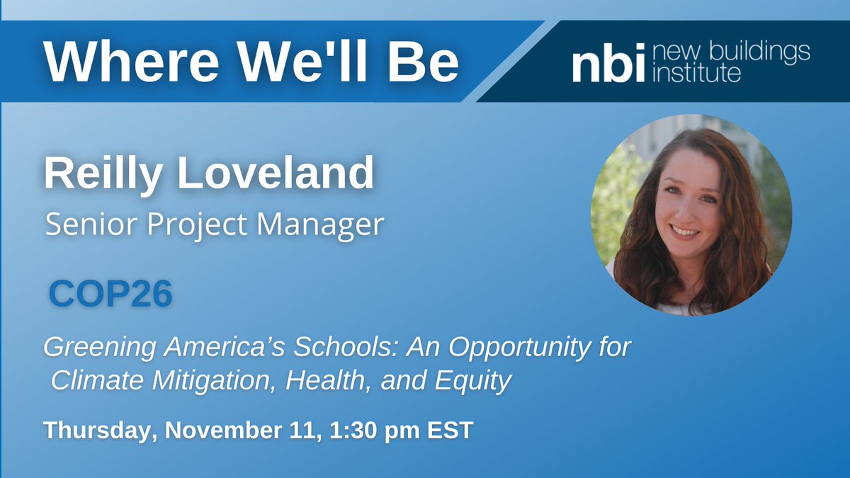 Don't miss our Senior Project Manager <a href="/rlovestheland/">Reilly Loveland</a> speaking at #COP26 today! She'll be speaking on the opportunity to leverage schools in the mission towards climate mitigation, health, and equity. Tune in here, no registration required: youtube.com/channel/UCsXZU…