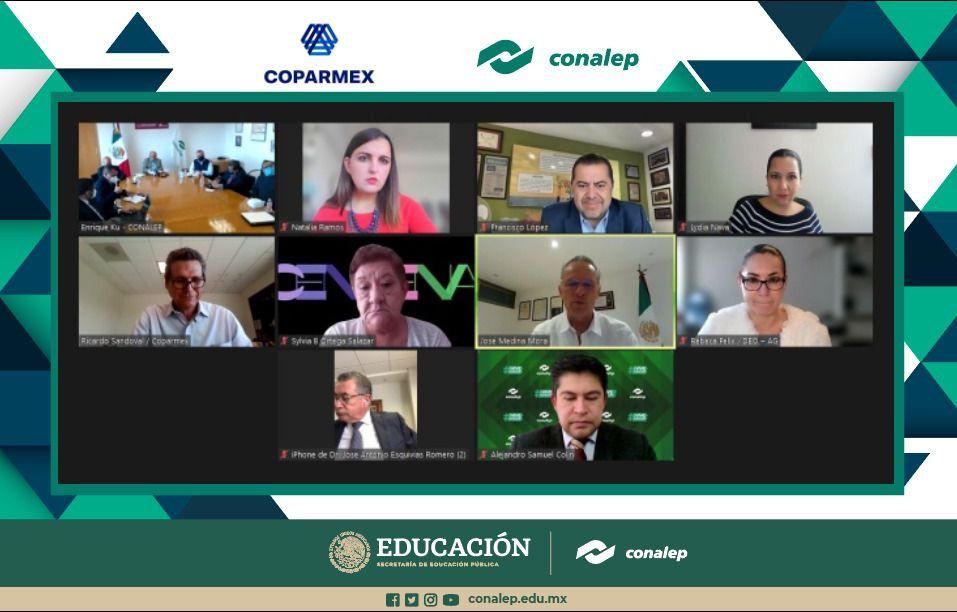 Coparmex's tweet photo. Nuestro Presidente Nacional @JoseMedinaMora se reunió con @EnriqueKuHerr, Director General del Sistema @CONALEP_Mex para impulsar la estrategia de fortalecimiento de la Formación Dual en todo el País. Seguiremos trabajando juntos por una educación de calidad. https://t.co/cnZDXO48sZ
