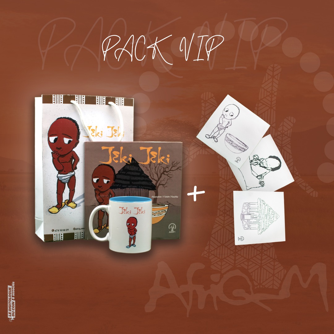 afriq_m's tweet photo. Précommandez le PACK VIP de Jeki Jeki à 10 000 FRS CFA seulement.
Un livre, un mug, un shopping bag et trois feuilles de dessin à tout(e) seul(e).
RDV sur https://t.co/Ez9OBmSfzO
#Culture #Patrimoine #Cameroun #Mutenguene https://t.co/guIzselvDv