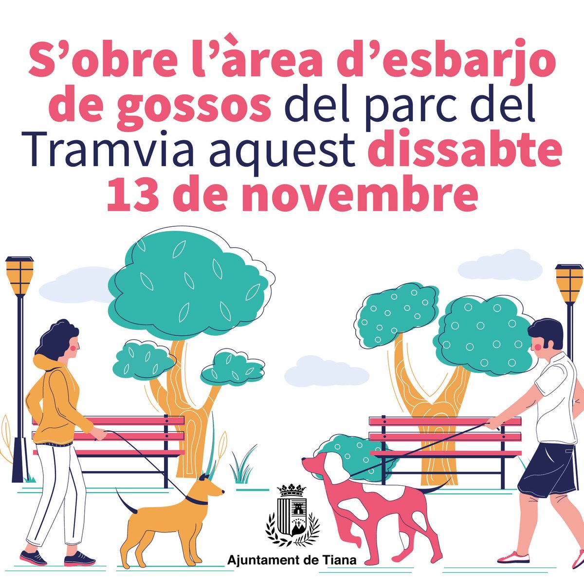 Aj_Tiana's tweet photo. 🐩🐕‍🦺#Tiana comptarà a partir d'aquest dissabte, 13 de novembre, amb una àrea d’esbarjo de gossos al parc del Tramvia
➕informació a🔗https://t.co/xF1UwP3VvO https://t.co/JPbNF5nfdz