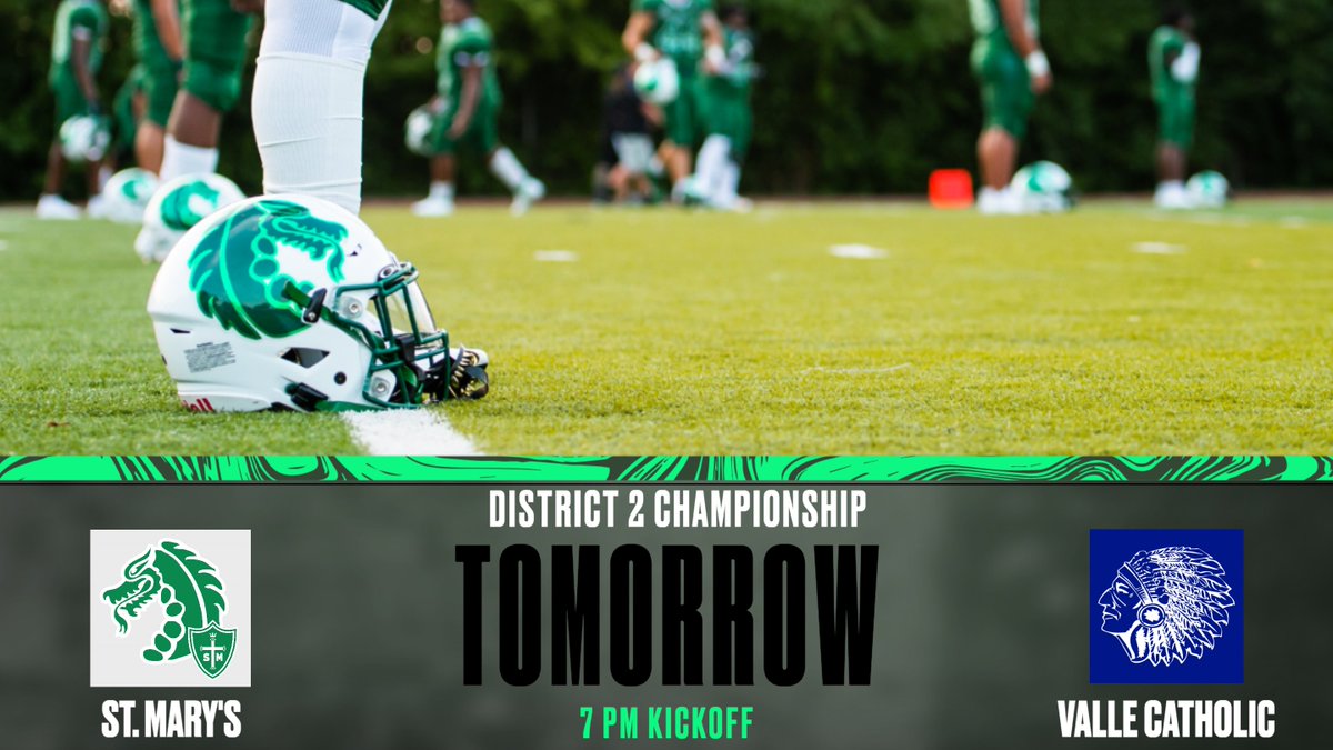 STMARYS_FB_STL's tweet photo. Join for the DISTRICT CHAMPIONSHIP TOMORROW‼
Fri, Nov 12
Dragons vs Warriors
7PM on the #southside!
Purchase tickets @  https://t.co/WY8MD0J026 OR 👀 the game on #Prepcasts @ https://t.co/P5FJ5GYtMN. 
#LetsGoDragons #NOW #DistrictChampionship #dragonfootball https://t.co/nDNBzuWy5E