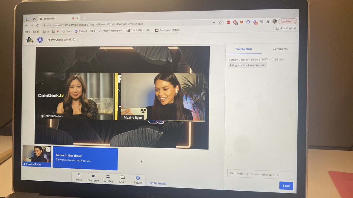 MaxieRyan's tweet photo. Had a blast with @christinenews from Coindesk! 

Thank you for asking such thoughtful questions about @pulsrart. We’re so excited for this social experiment 💜 https://t.co/ZT3l9EeCpE