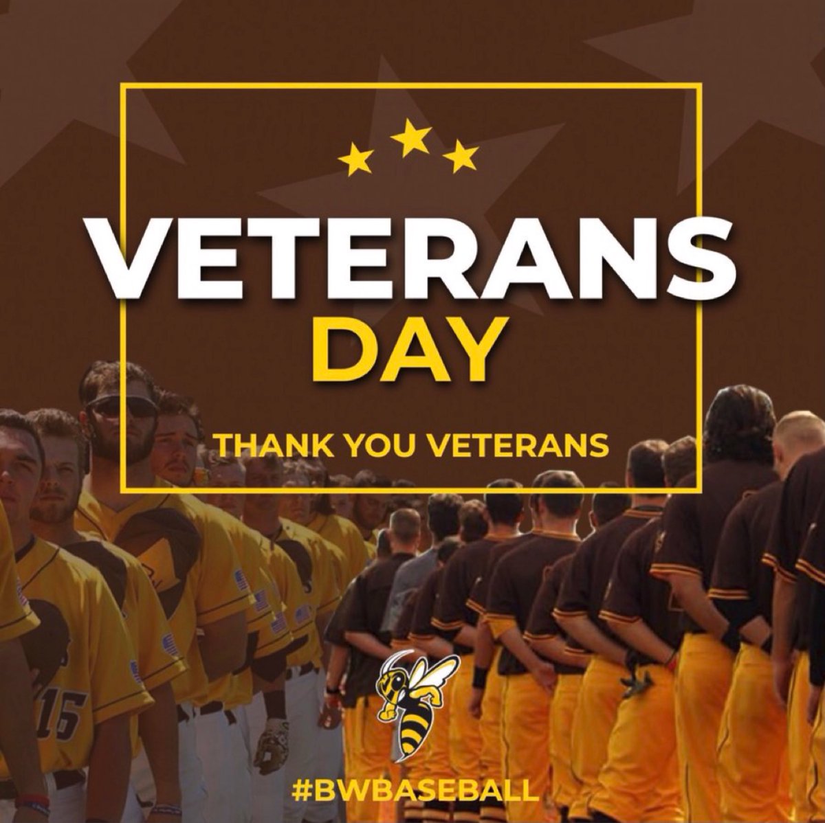 BWUBaseball's tweet photo. Thank you to all those men and women who have served our country!! 🇺🇸🇺🇸🇺🇸 https://t.co/ziXZsnCBUd