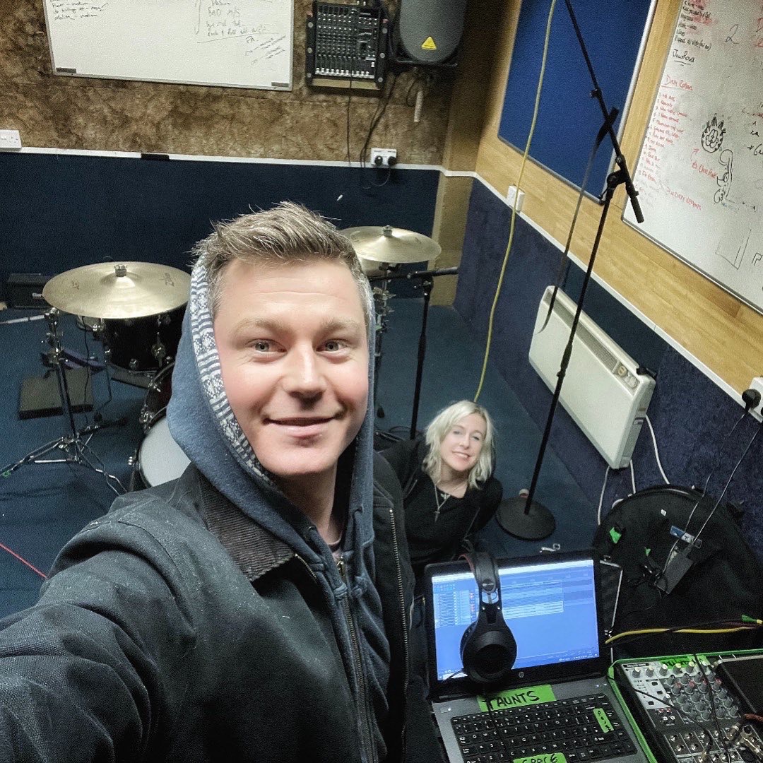 tauntsband's tweet photo. Two clowns trying to record drums 🤡 Results pending….

Shout out to @matt_davy for loaning us his mics 🙏🏻

 #taunts #band #tauntsband #liveformusic #wecametoplay #wearefamily https://t.co/Ms4iHW41zS
