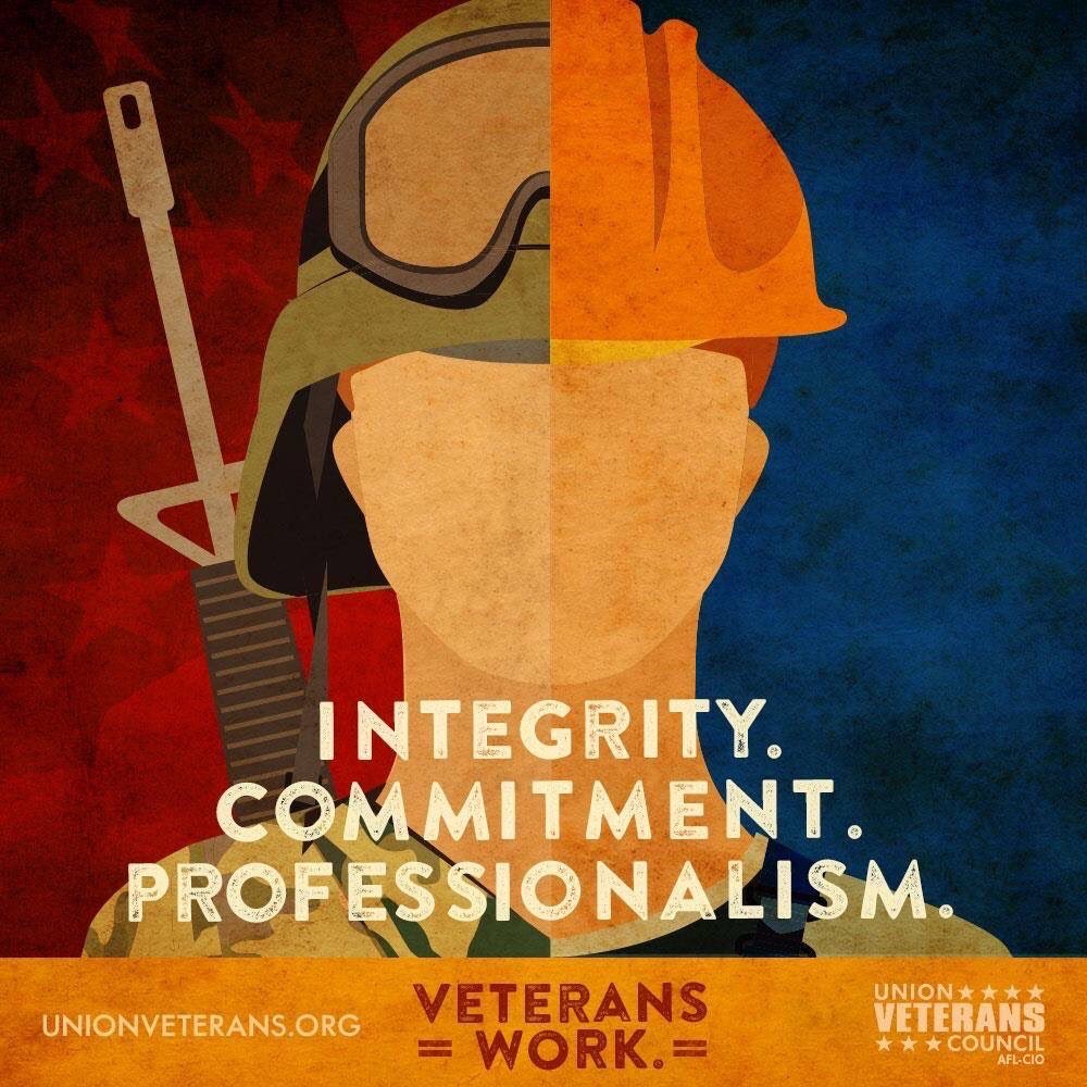 Today we honor our veterans and their families. We owe them our gratitude and we recommit to providing them training, skills, and the dignity that comes with a good union job. #helmetstohardhats #h2h #veteransday #unionvets #sftrades #nabtu #aflcio