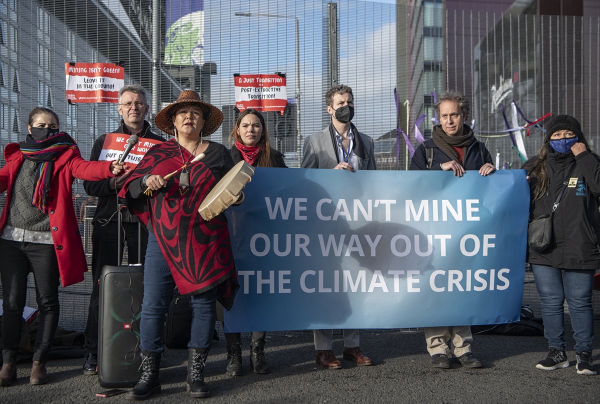 ugolapointe's tweet photo. OP26 - We can't mine our way out of the climate crisis! Indigenous leaders &amp; defenders from Guyana, Indonesia, Philippines, England, Canada demanding world leaders to center the energy transition on human rights &amp; rejection of dirty mining practices https://t.co/bYoDsmzzzN https://t.co/5oem6G4JsQ