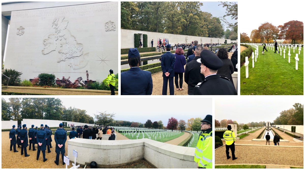 MODPolice's tweet image. #MDP_OSU, #MDP_PoliceDogs and officers from Alconbury and Mildenhall, working with 423d Security Forces Squadron and @ApuBch, to ensure a safe and secure annual #VeteransDay ceremony at Madingley Memorial and American Military Cemetery.🇺🇸

#RememberTogether #ProudToServe @501CSW