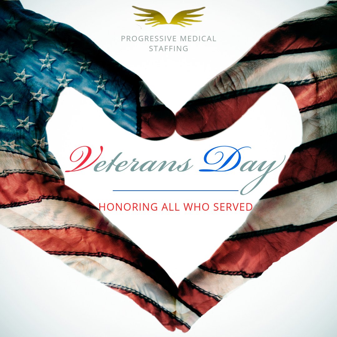 Pr_MedicalStaff's tweet photo. Sending a heartfelt thank you to all of the brave men &amp; women who have served and are currently serving our country 🇺🇸 

#HappyVeteransDay #progressivemedicalstaffing https://t.co/TGBNzdwW7z