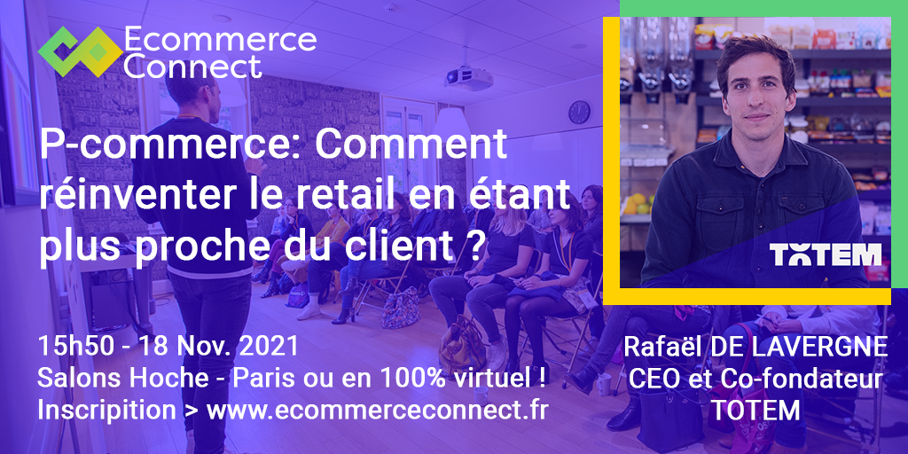 💡 #Pcommerce : Comment réinventer le #retail en étant plus proche du client ?
On en parle avec <a href="/Rafdldl/">Rafaël De Lavergne</a>, CEO et Co-fondateur de <a href="/BuildYourTotem/">TOTEM</a>, présent sur #Ecoco jeudi 18 novembre prochain.
Avec vous ? Bim :  lnkd.in/e6GuNpYp

#Ecommerce